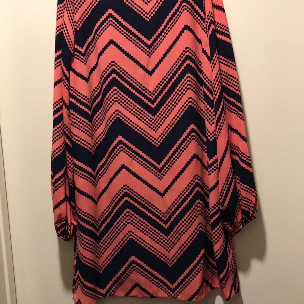 Navy and coral mini dress